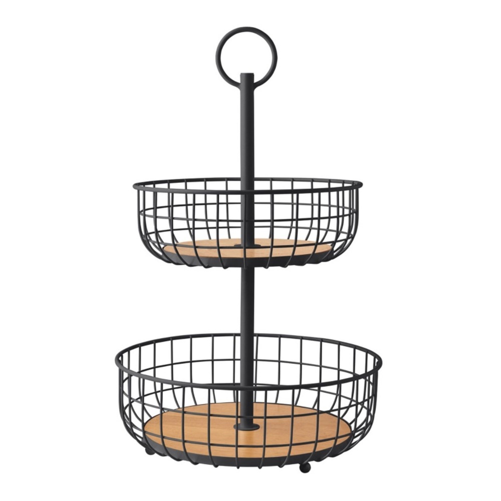 Members Mark 2 Tier Basket with wood bases